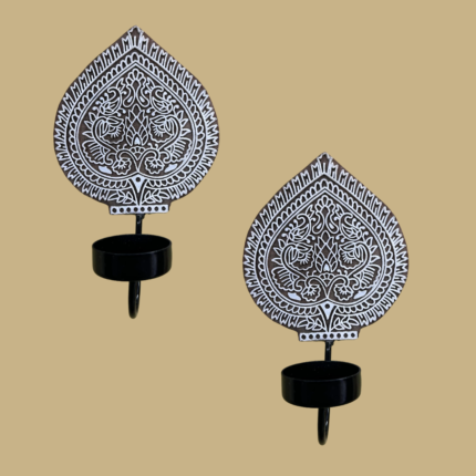Handmade Block Print Wall Diya Set of 2 for Home Decor
