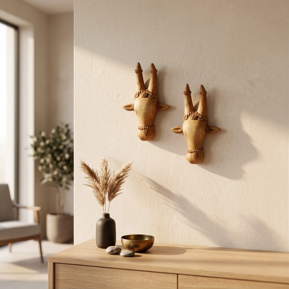 Terracotta cow head wallplate