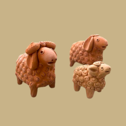 Terracotta Sheep family set of 3