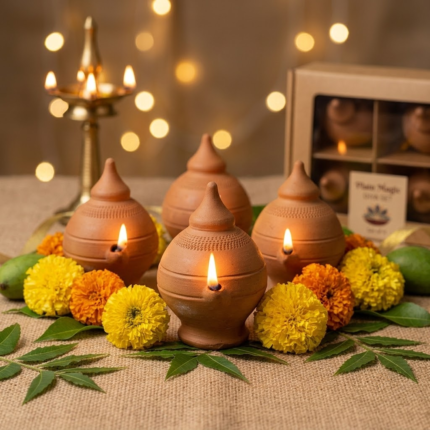 Plain Magic Diya set of 4 - Terracotta Diya