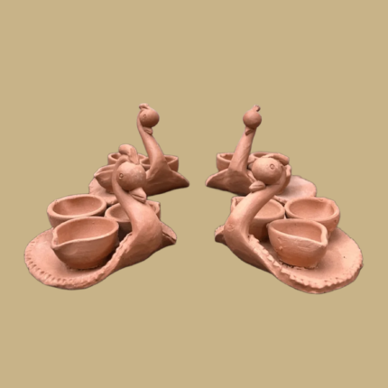 3 Peacock diya set of 4