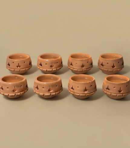 terracotta tealight holders set of 8